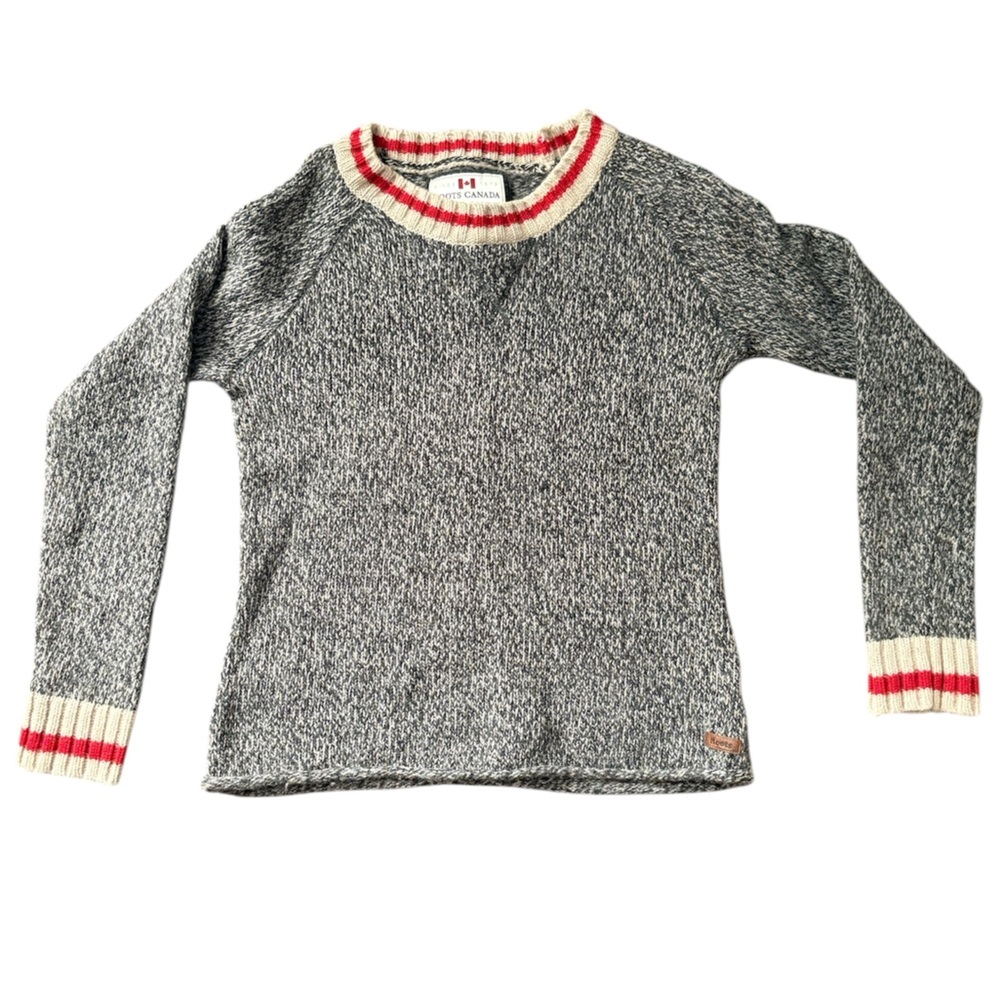 Roots Gray Oat Mix Wool Cabin Sweater Medium